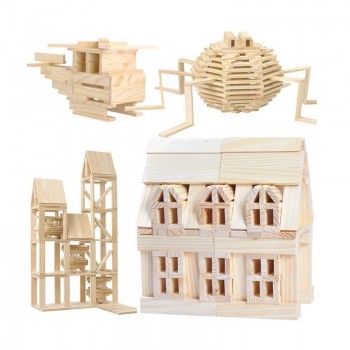 Wooden Construction Building Model Building Blocks Childrens Intelligence Building Blocks Toy 100 Wood Board Set Extract Game