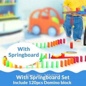 Automatic Domino Brick Laying Toy Train Car with sound light Elevator Springboard Bridge Catapult dominoes Set gift for Children