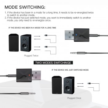 JINSERTA Car Bluetooth 5.0 Adapter 2-in-1 Wireless Transmitter Receiver Adapters Stereo Music AUX Audio Dongle for TV PC Speaker