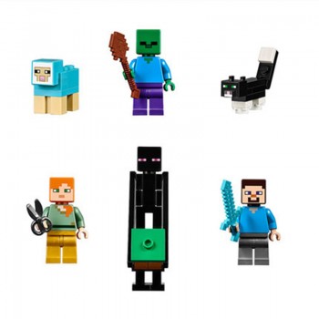 Minecraft The Waterfall Base Steve Alex enderman 21134 LegoINGlys 829 DIY Model Building Block Set Kids Brick Toy festival gift