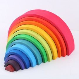 12 Pcs/Lot Baby Toys Rainbow Blocks Wooden Rainbow Stacker Nesting Puzzle Creative Montessori Building Blocks Educational Toys