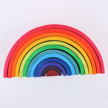 12 Pcs/Lot Baby Toys Rainbow Blocks Wooden Rainbow Stacker Nesting Puzzle Creative Montessori Building Blocks Educational Toys