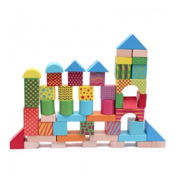 DIY Wooden Building Blocks Beech Wood Block Toys Print Pattern Early Education Learning Toys Backpack Environmental protection