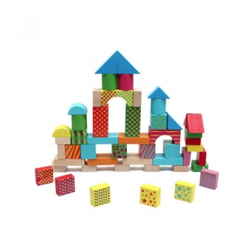 DIY Wooden Building Blocks Beech Wood Block Toys Print Pattern Early Education Learning Toys Backpack Environmental protection