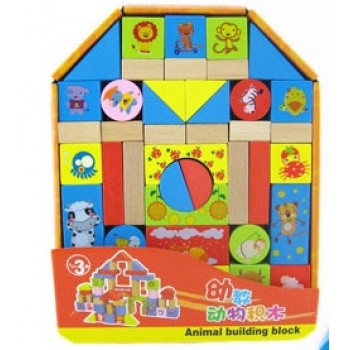 DIY Wooden Building Blocks Beech Wood Block Toys Print Pattern Early Education Learning Toys Backpack Environmental protection