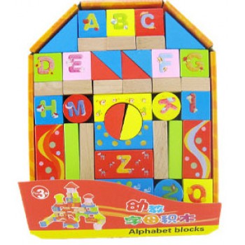 DIY Wooden Building Blocks Beech Wood Block Toys Print Pattern Early Education Learning Toys Backpack Environmental protection