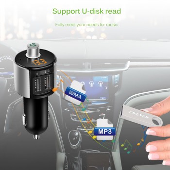 Onever Wireless Bluetooth FM Transmitter Modulator Car Radio Adapter Car MP3 Player 3.4A Dual USB Car Charger Handsfree Car Kit
