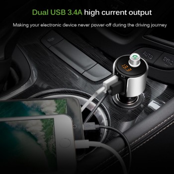 Onever Wireless Bluetooth FM Transmitter Modulator Car Radio Adapter Car MP3 Player 3.4A Dual USB Car Charger Handsfree Car Kit