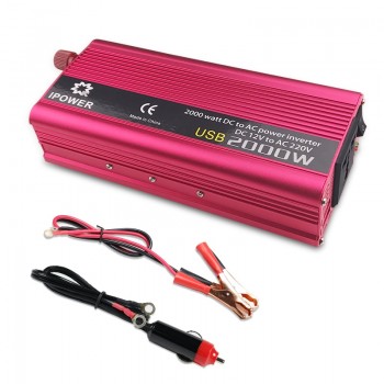 Dual USB 2000W Watt DC 12V to AC 220V Portable Car Power Inverter Charger Converter Adapter DC 12 to AC 220 Modified Sine Wave