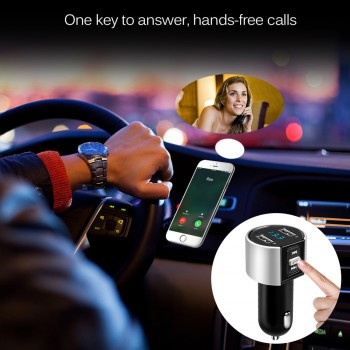 Onever 5V/3.4A Bluetooth Fm Transmitter Aux Wireless Audio Player Car Kit Handsfree Fm Modulator Dual USB Charger Hands-free