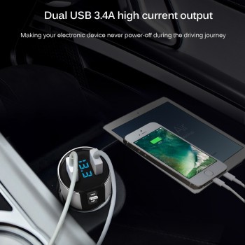 Onever 5V/3.4A Bluetooth Fm Transmitter Aux Wireless Audio Player Car Kit Handsfree Fm Modulator Dual USB Charger Hands-free