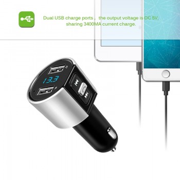 Onever 5V/3.4A Bluetooth Fm Transmitter Aux Wireless Audio Player Car Kit Handsfree Fm Modulator Dual USB Charger Hands-free