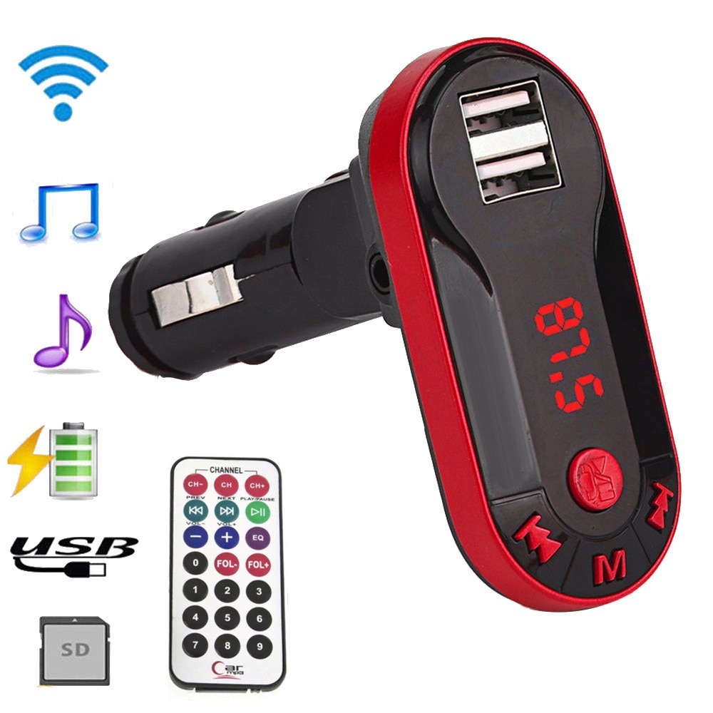 Wireless FM Transmitter MP3 Player Hands free Car Kit USB TF SD Remote Car Charge auto car styling Charging Kit
