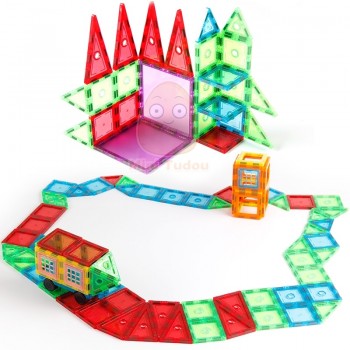 Educational Toy 72-98PCS Magnetic Tiles Transparentes Magnetic Constructor Building Blocks Toys For Kids Magnet Game