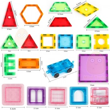 Educational Toy 72-98PCS Magnetic Tiles Transparentes Magnetic Constructor Building Blocks Toys For Kids Magnet Game