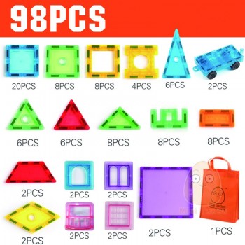 Educational Toy 72-98PCS Magnetic Tiles Transparentes Magnetic Constructor Building Blocks Toys For Kids Magnet Game