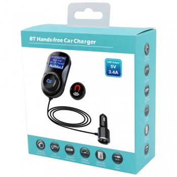 Bluetooth Hands-free FM Modulator Stereo Car MP3 Player Audio Adaptor FM Transmitter Support U Disk TF for iPhone X 8 7amp;Android