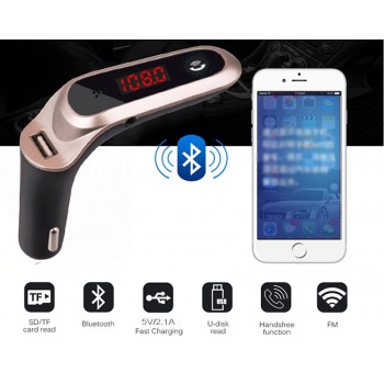 JINSERTA Hands Free Wireless Bluetooth FM Transmitter AUX Modulator Car Kit MP3 Player SD USB TF music play