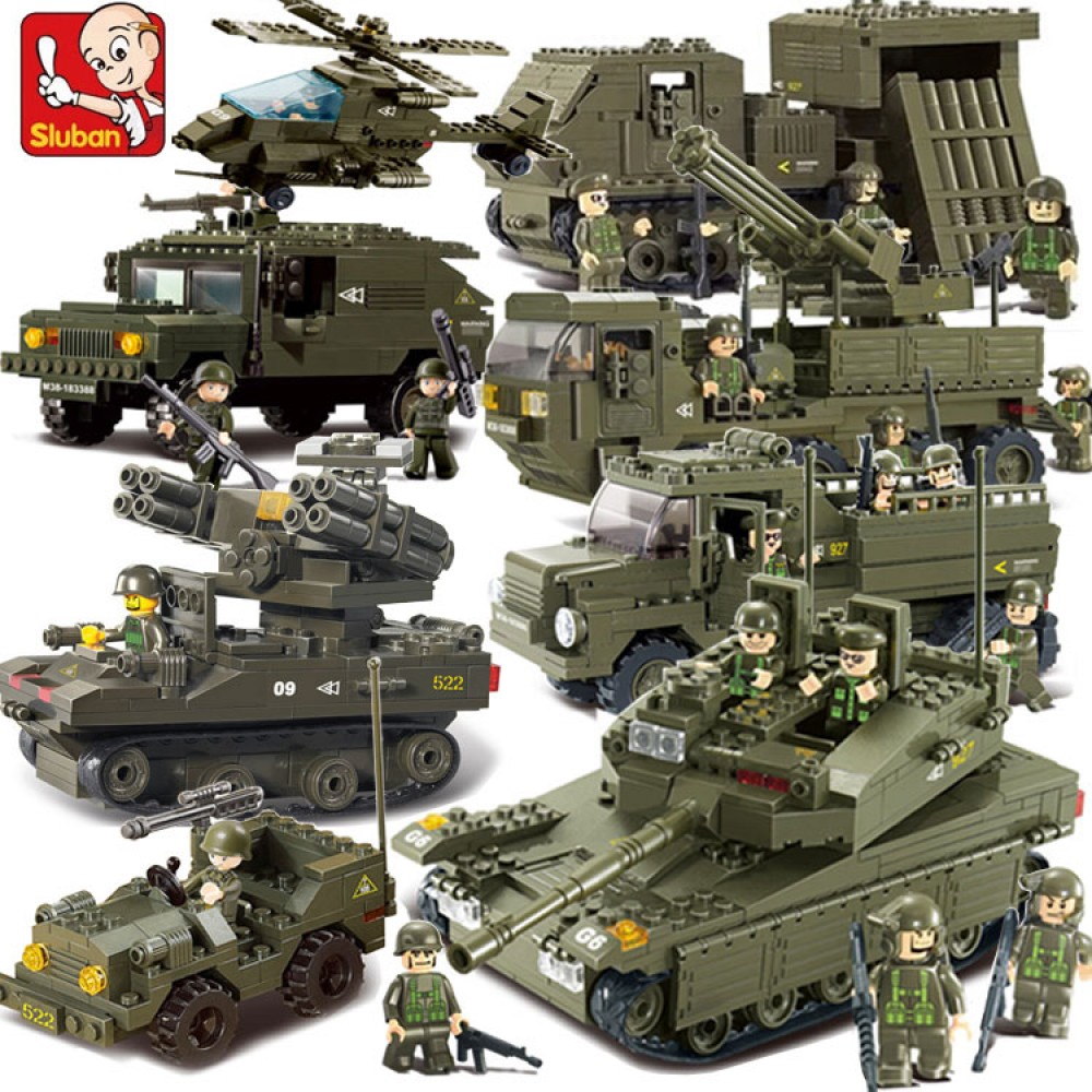 Sluban compatible legoed Military Tank world war 2 Army figures Series Set troops Building Blocks Bricks Helicopter Model Toys