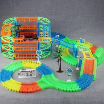 New Flexible Railway Racing Track Play Set DIY Bend Luminous Race   Track car Electronic Flash Light Glowing Car Toys For Child