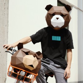 Bear head Paper DIY material manual creative Head Mask Party Masquerade show props lovely tide hand made lovely Bearhead mask