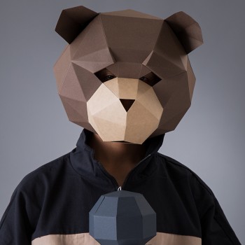 Bear head Paper DIY material manual creative Head Mask Party Masquerade show props lovely tide hand made lovely Bearhead mask
