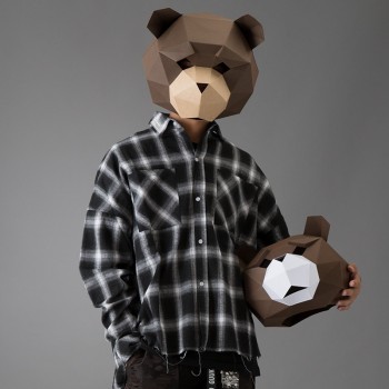 Bear head Paper DIY material manual creative Head Mask Party Masquerade show props lovely tide hand made lovely Bearhead mask