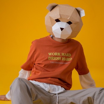 Bear head Paper DIY material manual creative Head Mask Party Masquerade show props lovely tide hand made lovely Bearhead mask
