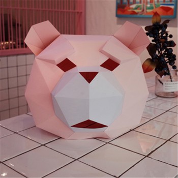 Bear head Paper DIY material manual creative Head Mask Party Masquerade show props lovely tide hand made lovely Bearhead mask