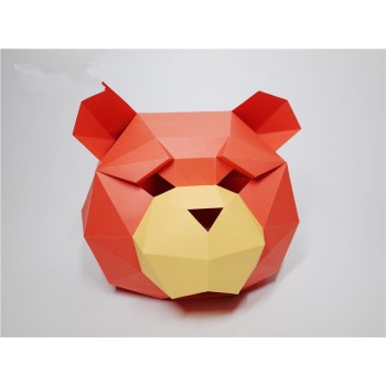 Bear head Paper DIY material manual creative Head Mask Party Masquerade show props lovely tide hand made lovely Bearhead mask