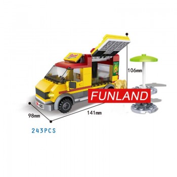 City Urban transportation block Auto repair shop school bus ship truck car bricks Cleaner worker driver figures educational toys