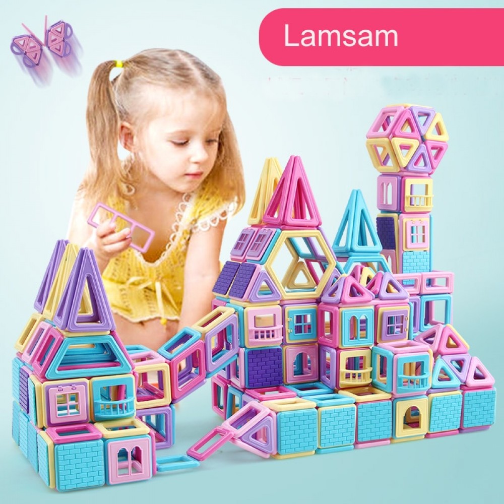 258pcs/40pc Pink block Magnetic Designer Construction Set Model amp; Building Toy Plastic Magnetic Blocks Educational Toys For kids