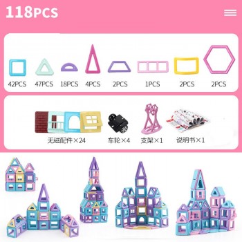 258pcs/40pc Pink block Magnetic Designer Construction Set Model amp; Building Toy Plastic Magnetic Blocks Educational Toys For kids