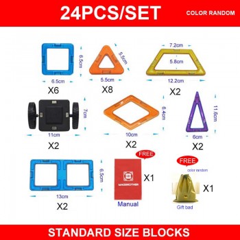 Magnetic Building Blocks Educational 3D Toys Magnet Designer For Kids  Magnetic Tiles Kit Construction Toy Set Standard Size