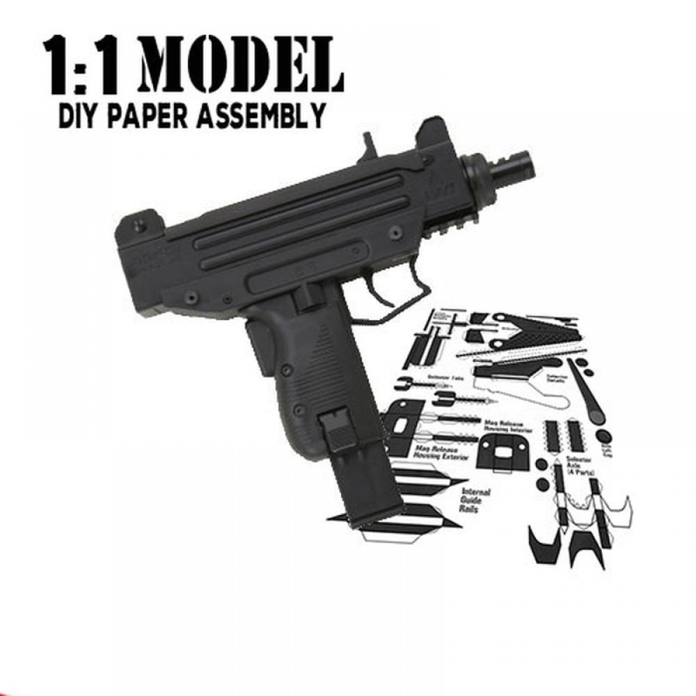 1:1 UZI Toy Gun Model Paper Assembled Educational Toy Building Construction Toys Card Model Building Sets