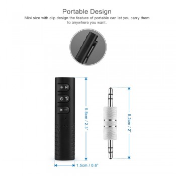 Rovtop Mini 3.5mm Jack Bluetooth Car Kit Wireless Handsfree AUX Stereo Music Audio Receiver Adapter for Speakers Headphone Z2