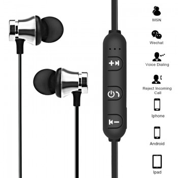 Magnetic Bluetooth handsfree 4.2 Earphone Wireless audio Receiver Metal Sweatproof in Ear with Mic Noise canceling for Sport