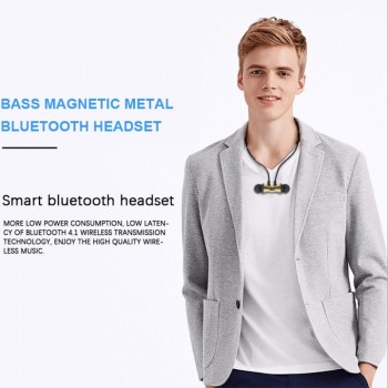 Magnetic Bluetooth handsfree 4.2 Earphone Wireless audio Receiver Metal Sweatproof in Ear with Mic Noise canceling for Sport