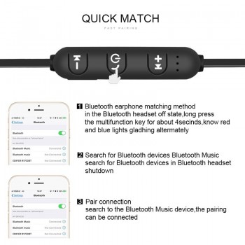 Magnetic Bluetooth handsfree 4.2 Earphone Wireless audio Receiver Metal Sweatproof in Ear with Mic Noise canceling for Sport