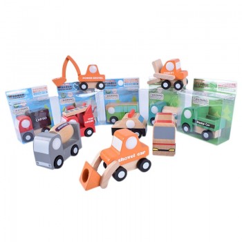 12 piece wooden car set cute wood baby toy gift box and cartoon packing toy wooden Traffic   toys set 12 pcs wood plane toy