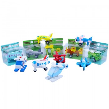 12 piece wooden car set cute wood baby toy gift box and cartoon packing toy wooden Traffic   toys set 12 pcs wood plane toy
