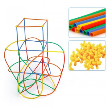 Baby Puzzle Prajita 50pcs/350pcs Childrens Puzzle Straw Blocks Pipette Stitching Assembly Straw Build Blocks Creative Toy Rate