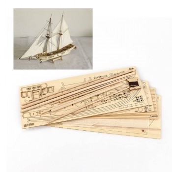 TAIHONGYU Hobby 1/100 HALCON 1840 Sail Boat Wooden Model Kit Wood Ship Toys Assemble Display