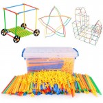 100Pcs 4D DIY Plastic Toys Straw Inserted Construction Building Blocks Kits Assembly Toys Blocks Bricks Christmas Gift for kids