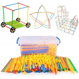 100Pcs 4D DIY Plastic Toys Straw Inserted Construction Building Blocks Kits Assembly Toys Blocks Bricks Christmas Gift for kids