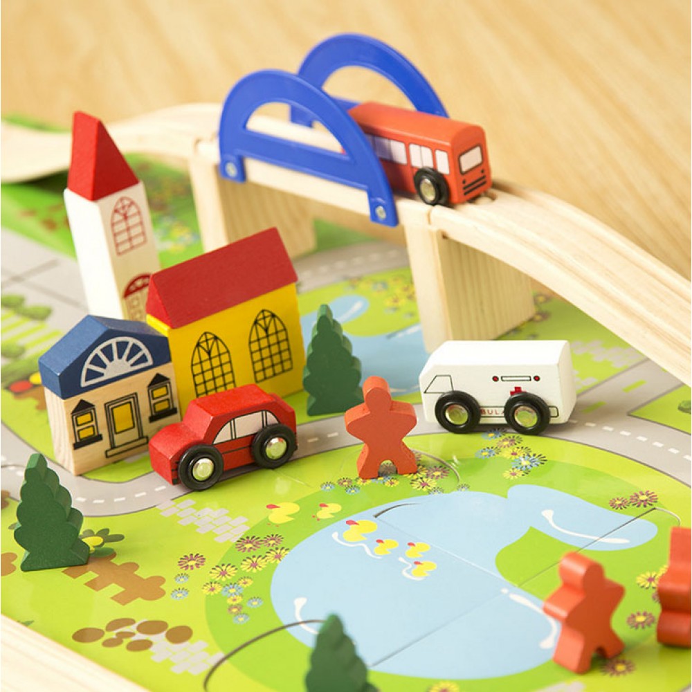 40pcs/set DIY Wooden City Train Track Building Blocks Toy Baby Assemble Traffic Diecasts amp; Toy Vehicles Christmas Gifts