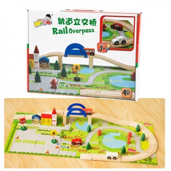 40pcs/set DIY Wooden City Train Track Building Blocks Toy Baby Assemble Traffic Diecasts amp; Toy Vehicles Christmas Gifts