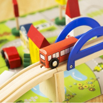 40pcs/set DIY Wooden City Train Track Building Blocks Toy Baby Assemble Traffic Diecasts amp; Toy Vehicles Christmas Gifts