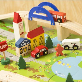 40pcs/set DIY Wooden City Train Track Building Blocks Toy Baby Assemble Traffic Diecasts amp; Toy Vehicles Christmas Gifts