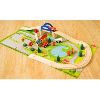40pcs/set DIY Wooden City Train Track Building Blocks Toy Baby Assemble Traffic Diecasts amp; Toy Vehicles Christmas Gifts